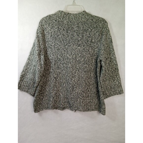 Croft & Barrow large Green White button up sweater 3/4  Mock Neck - Picture 11 of 11